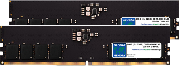 64GB (2 x 32GB) DDR5 4800MHz PC5-38400 288-PIN DIMM MEMORY RAM KIT FOR PC DESKTOPS/MOTHERBOARDS